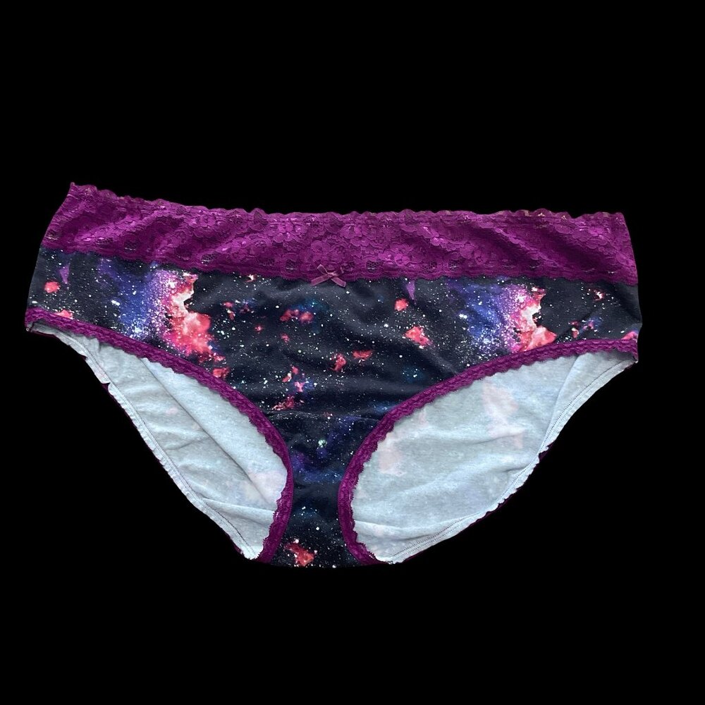 Galaxy Print Lace Trimmed Hipster Panties
